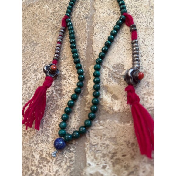 Bohemian Peacock Pendant Necklace & Beaded Tassel Necklace Set - Picture 4 of 8